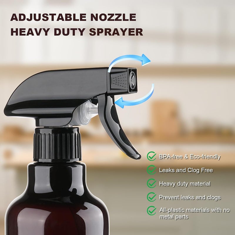 Hethyo Spray Bottles 16.9oz Plastic Spray Bottle for Hair Mist/Stream Heavy Duty Empty Spray Bottles for Cleaning Solutions, Plants (16.9oz-Brown) - Image 1